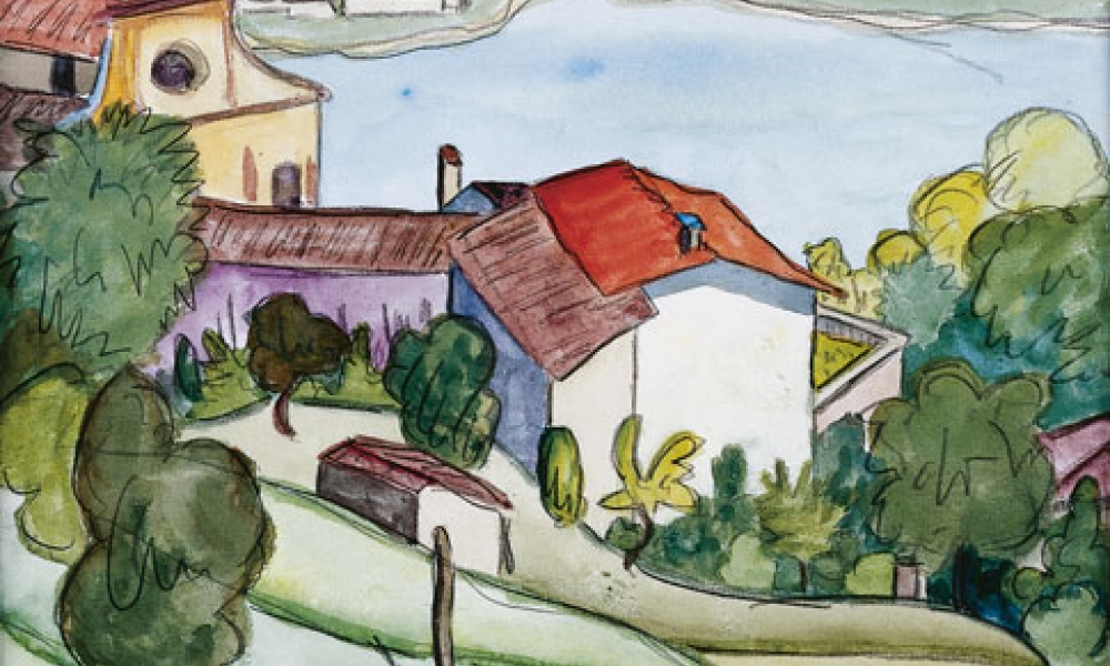Blick auf den Luganer See, Aquarell 1925