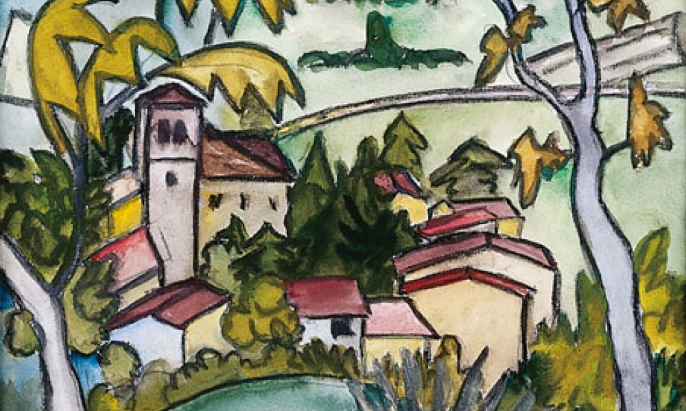Tessiner Landschaft (bei Barbengo), Aquarell 1924