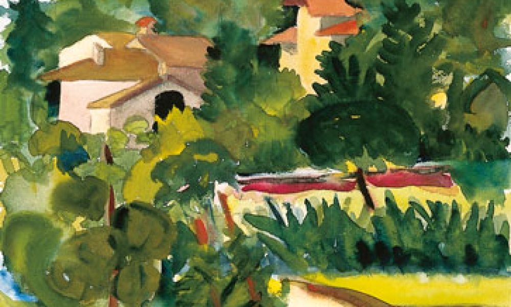 Häuser am Waldrand, Aquarell 15.07.1929