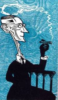 Holzschnitt von Dieter Huthmacher aus Günter Mahal: ›Sehr verehrt‹, Bad Teinach 1993